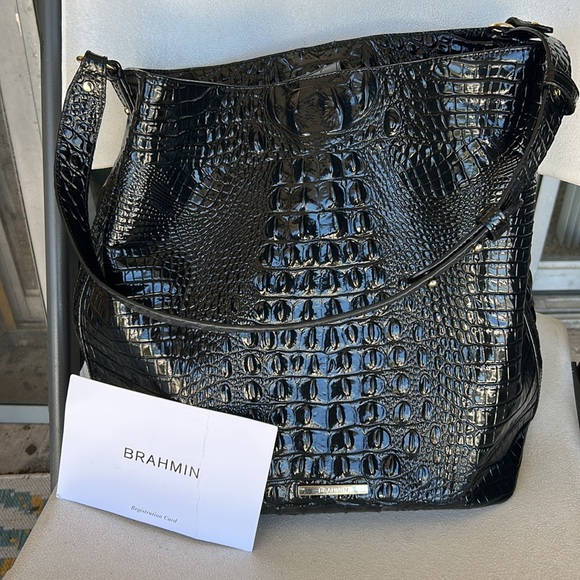 Brahmin Black Croc-Embossed Women's Bag - Picture 2 of 3
